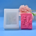 Silicone mold with orchid flower and bow relief for DIY handmade soap or cakes - Orchid Relief Style (White)