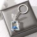 Creative fish in a water bag keychain with blue resin fish and silver metal ring - Blue Fish