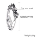 Vintage stainless steel dragon head clasp connector with engraved size and weight specs - Dragon Head Style (KLJ8551-KJX)