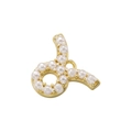 Close-up of golden letter D pendant featuring embedded pearls and a top bail ring - Gold Taurus Pearl Pendant