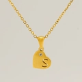 Collana dorata in acciaio inossidabile con ciondolo a cuore lettera S e piccolo cristallo - Lettera S