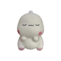 Cute white cartoon dinosaur squeeze toy with pink cheeks and paws for stress relief - Squinting Dragon White
