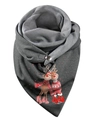 Dark grey thermal Christmas scarf with reindeer print and snap button closure for women - 68-Christmas Reindeer Triangle