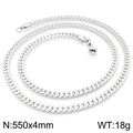 Collana a catena serpente piatta in acciaio argento 550mm lunga 4mm larga con moschettone - 4mm / Color Acciaio (Argento)