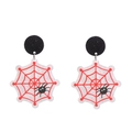 Dettaglio degli orecchini a ragnatela di Halloween con accenti rossi glitter - Stile Ragnatela (7号)