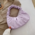 Bolso nube de moda color púrpura claro con diseño plisado y textura de cuero PU - Morado