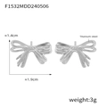 Boucles d'oreilles nœud en acier titane argenté poli au design minimaliste - F1532 Nœud / Acier