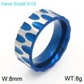 Blue and silver wavy wave pattern 8mm titanium steel ring for men in 8-12 sizes - US 8 / Blue