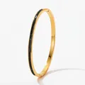 Elegant gold-plated stainless steel bangle with inlaid black rectangular accents - Gold Black Zirconia Style (SAK971)