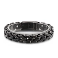 Pulsera bizantina de acero inoxidable 316L para hombre estilo punk en plata envejecida - Negro (KB137022-BDJX)