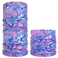 Pink and blue floral seamless magic headband and neck gaiter for cycling outdoors - Pink Blue Floral