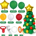 Detailed Christmas balloon arch kit with various sizes and star topper for party decor - Balloon Christmas Tree Style