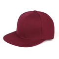 Close-up of a burgundy flat brim hip-hop cap featuring premium twill cotton fabric texture - Burgundy