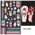5D embossed Christmas nail stickers featuring cute penguins and snowflakes, style 5D-K188 - 5D-K188