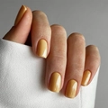 Short square press-on nails in glossy ginger yellow finish for a minimalist look - Ginger Yellow (JP3162)