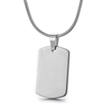 Polierter Edelstahl-Rechteck-Erkennungsmarken-Anhänger mit glatter Schlangenkette - Mit Kette / Stahlfarbe