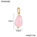 Pink teardrop stone pendant with gold ring, measurements 1.6cm by 0.8cm for DIY jewelry - Rose Quartz Color