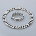 Stahl Sandgestrahlt Halskette Armband Set