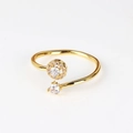 Adjustable 18K gold-plated ring featuring pink and white cubic zirconia accents - Pink and White Zircon Bypass Gold Style (Style 9 Gold)