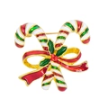 Christmas candy cane brooch with red bow and holly leaves in enamel finish - 2188 Candy Cane