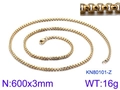 Titanium steel gold box chain necklace, 600x3mm size, style KN80101-Z for men - Gold Box Chain (KN80101-Z)