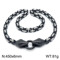 Two-tone black and silver stainless steel snake necklace with Byzantine chain design - Black and Silver (45cm)