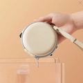 Étui à lunettes pliable beige crème avec lanière en cuir et fermeture à glissière - Étui Pliable Rond