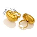Polished 18K gold plated heart ring with 25mm adjustable band in stainless steel - Puffy Style - Gold
