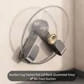 Wall-mounted gun grey stainless steel suction cup lid rack holding a glass cover - 1 Piece / Gunmetal