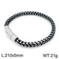 Heren 5mm roestvrijstalen tarweketting armband in zwart en zilver met veer sluiting - Zwart Zilver Tweekleurige Tarweketting (KB139768-KFC)