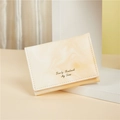 Slim tri-fold wallet for women with cream marble texture and gold lettering - Yellow