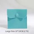 Large Tiffany blue velvet jewelry pouch 10x10cm with snap button for ring and necklace - 大号款(10cm*10cm) / Teal Blue