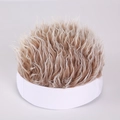 Funny hip hop white wig hat with fluffy gold brown hair extension in hedgehog style - Adjustable / White Brim Coffee Hair