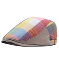 Detail of colorful plaid ivy cap featuring breathable fabric and adjustable metal strap - Multi-color Checker 1