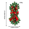 55cm Christmas upside down teardrop wreath with bows and lights on white background - Red and Green