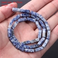 Natural blue dalmatian stone tube beads 4x13mm for DIY jewelry making 15 inch strand - 4x13mm Tube Bead