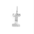 Polished silver stainless steel letter I pendant with elegant sunburst texture design - Letter I / Steel Color
