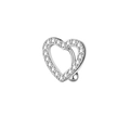 Polished silver heart-shaped belly button ring with sparkling zircon inlay finish - XY-23 Full Pave Hollow Heart