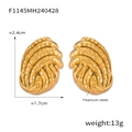 Unregelmäßig strukturierte Ohrringe aus Titanstahl in Gold, Größe 2,4 cm mal 1,7 cm - Goldfarbe (F1145)