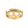 Vintage gold crown-shaped open ring with adjustable band and polished finish - Crown Design-Gold