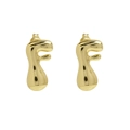 Puffy 18k gold plated balloon letter F stud earring with a high-polished finish - Style-F
