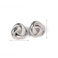 Polished silver knot stud earrings in geometric stainless steel design for women - Twist Knot Silver Style (JDE2311059-S)
