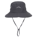 Quick-dry sun bucket hat with mountain embroidery and adjustable chin strap - Adjustable / Gray