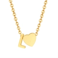 18K gold plated stainless steel heart necklace featuring capital letter L pendant - Gold - Letter L