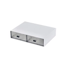 Minimalist white desktop storage box with two silver water ripple textured drawers - White 2-Drawer