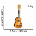 Detailed size guide of yellow guitar embroidered patch showing 7.5cm height and 2.7cm width - Hawaiian Patch 27# (Ukulele)