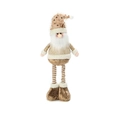 Detail of Christmas gnome plush featuring golden sequined hat and white long faux fur beard - Gnome Santa Claus