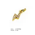 Golden lightning bolt charm with sparkling mini zircons measuring 3.5x10mm for jewelry making - Flash
