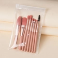 Set portatile da 8 mini pennelli per trucco rosa in astuccio trasparente per principianti - Confezione in PVC / Arancione corallo