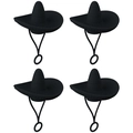 Black silicone straw cover cap in Mexican hat shape for 6-10mm straws - 4Pcs Set / Bucket Hat Black